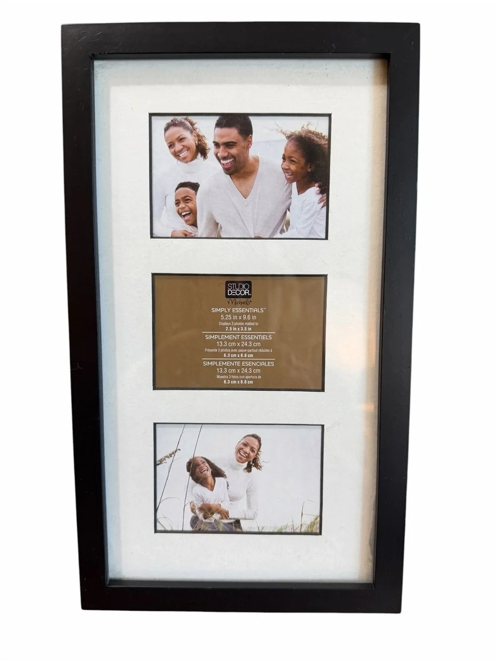 Studio Decor by Michaels Black Triple Photo Frame 5.25 x 9.6 Tabletop or Wall